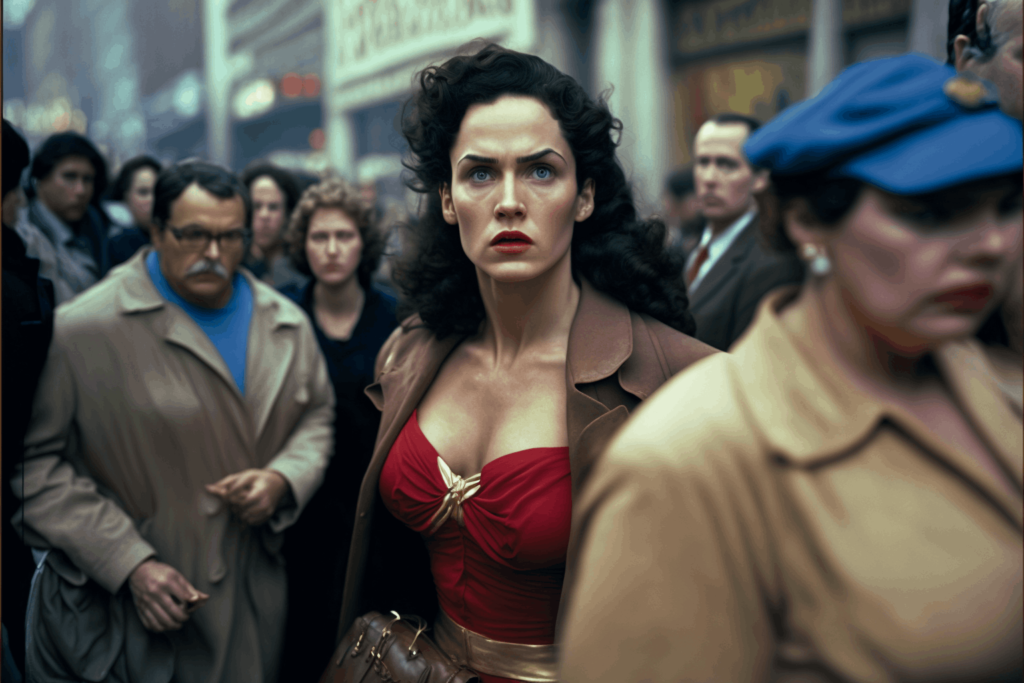 street photography scene wonder woman